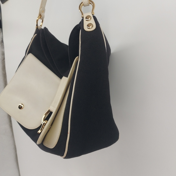 kate spade Black Canvas and White Leather Shoulder Bag - Picture 5 of 11